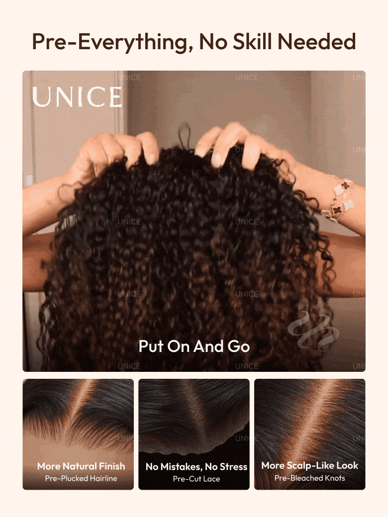 7x5 Bye Bye Slip™ Glueless Lace Black to Chestnut Brown Ombre Burmese Curly With Finger Coil Ends Wig-Put On & Go With Invisi Drawstring