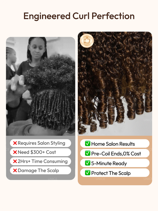 7x5 Bye Bye Slip™ Glueless Lace Black to Chestnut Brown Ombre Burmese Curly With Finger Coil Ends Wig-Put On & Go With Invisi Drawstring