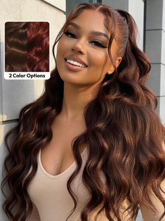 Glueless Auburn/Red Brown 13x4 Pre-Everything & 7x5 Lace Wig Loose Wave Adjustable Drawstring 150% Density