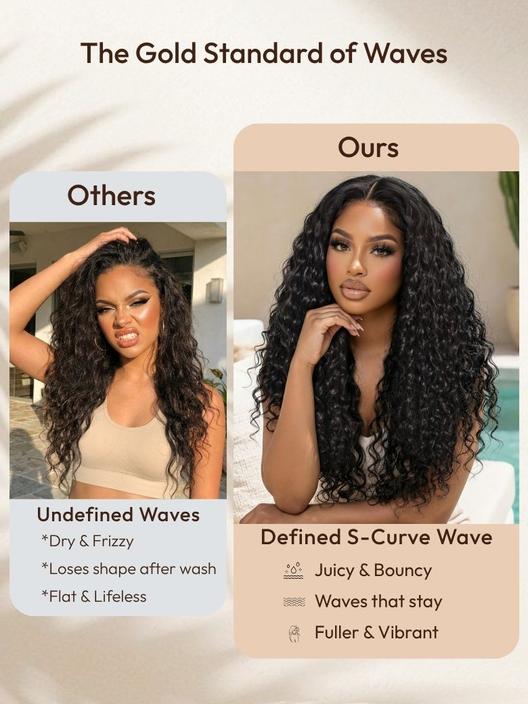 7x5 Bye-Bye Slip™ Put On And Go Glueless Water Wave Drawstring Wig With Baby Hair