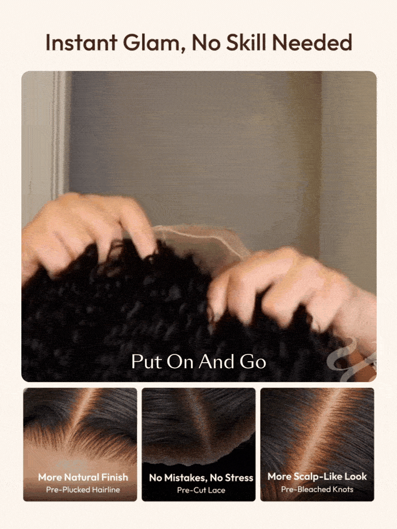 7x5 Bye-Bye Slip & 13x4 Pre Everything Curly Texture Premium Hair Drawstring Wig With Finger Coil Ends 150% Density