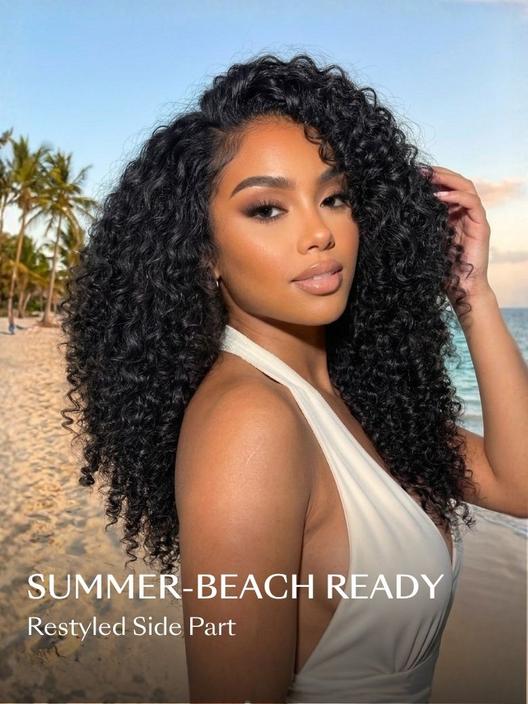 7x5 Bye-Bye Slip & 13x4 Pre Everything Curly Texture Premium Hair Drawstring Wig With Finger Coil Ends 150% Density