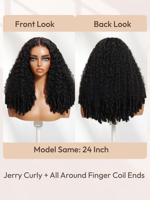 7x5 Bye-Bye Slip & 13x4 Pre Everything Curly Texture Premium Hair Drawstring Wig With Finger Coil Ends 150% Density