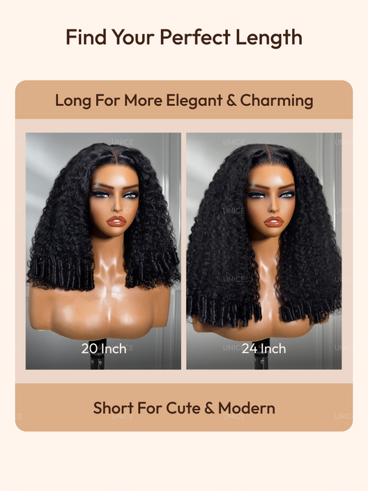 7x5 Bye-Bye Slip & 13x4 Pre Everything Curly Texture Premium Hair Drawstring Wig With Finger Coil Ends 150% Density