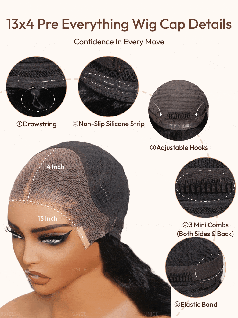 7x5 Bye-Bye Slip & 13x4 Pre Everything Curly Texture Premium Hair Drawstring Wig With Finger Coil Ends 150% Density