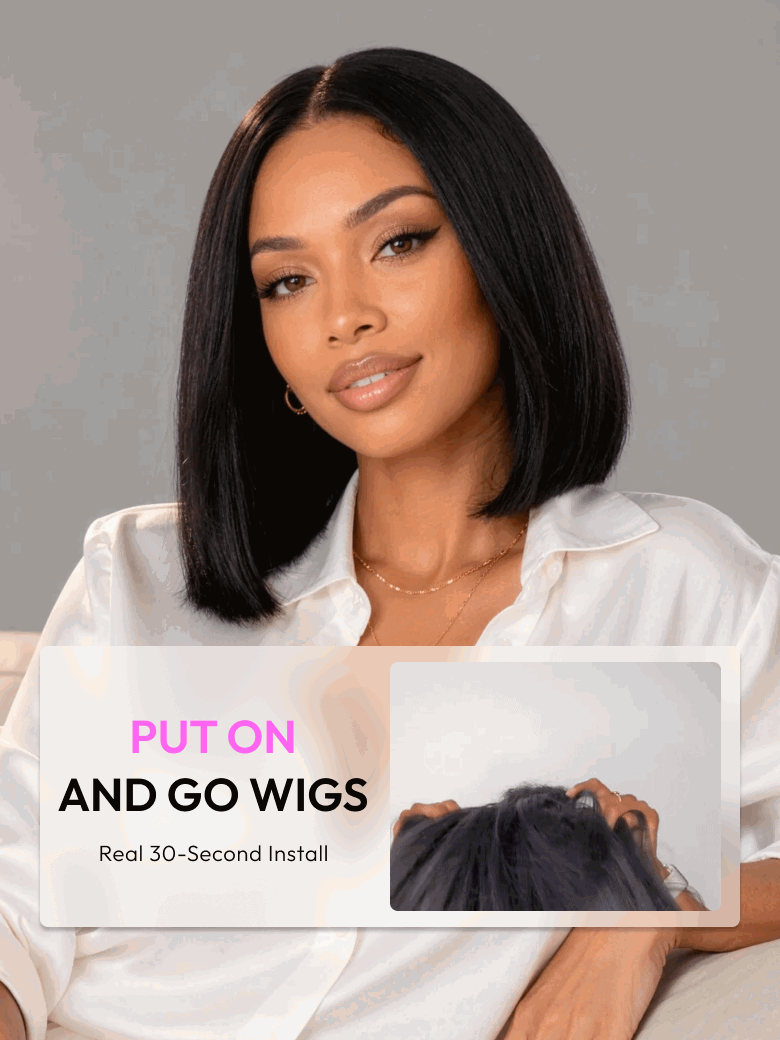 7x5 Bye-Bye Knots Glueless Lace Bleached Knots Pre Layered Bob With Drawstring Wig