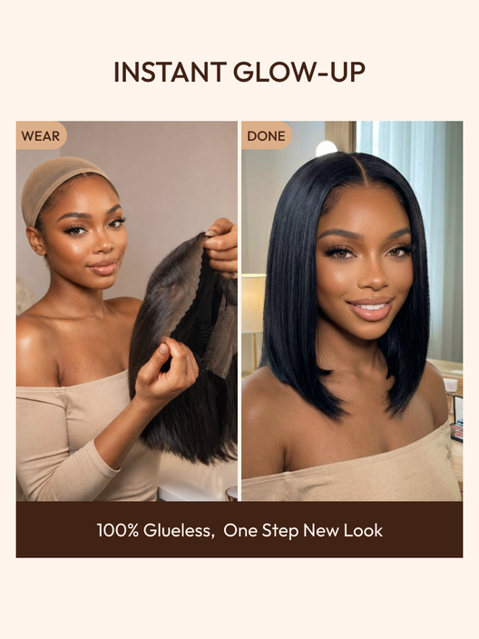 7x5 Bye-Bye Knots Glueless Lace Bleached Knots Pre Layered Bob With Drawstring Wig