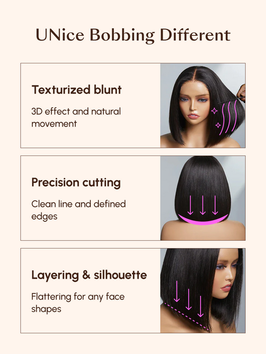 7x5 Bye-Bye Knots Glueless Lace Bleached Knots Pre Layered Bob With Drawstring Wig