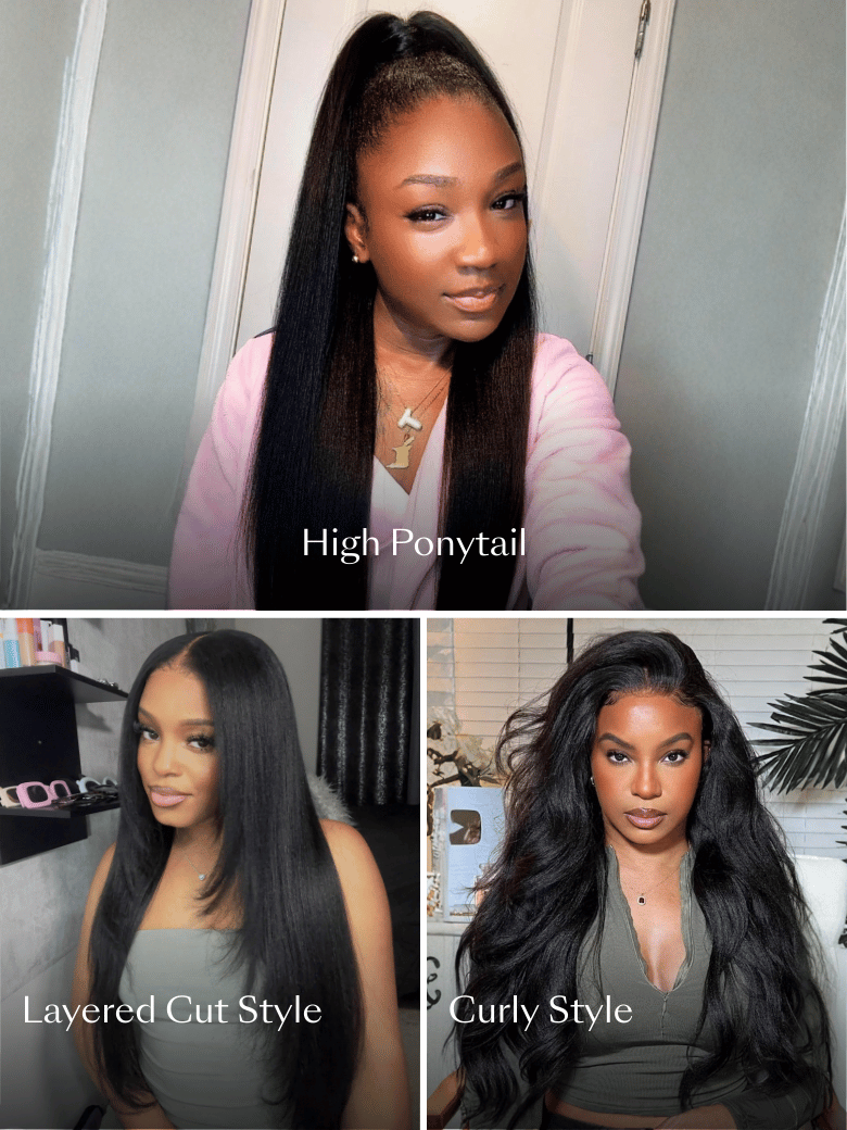 7x5 Bye Bye Slip™ Yaki Straight Black Glueless Wig With Invisible Drawstring
