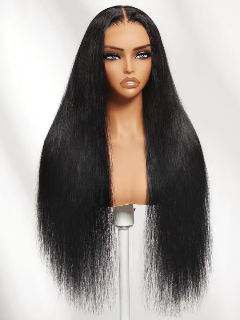 13x4 Glueless Beach-Ready 2-in-1 Straight to Water Wave Wet And Wavy Natural Black Pre-cut Pre-bleached  With Invisi Drawstring 100% Human Hair Wig